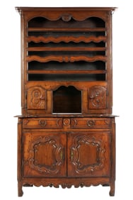 18th C. French Carved Walnut Buffet Vaisselier