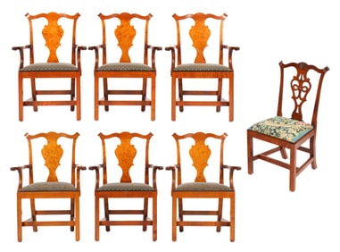 Seven Eldred Wheeler Chippendale Dining Chairs