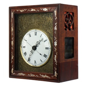 Chinese Export Inlaid Rosewood Mantel Clock