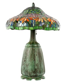 Handel Patinated Bronze Three Light Lamp Base