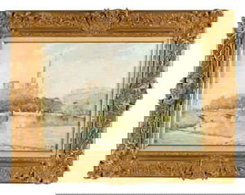 French Mystery Artist View of Notre Dame Painting