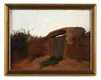 1903 Jose Alsina Landscape with Gate Painting