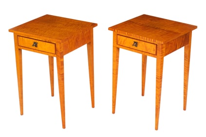 Pr Eldred Wheeler Tiger Maple Country Nightstands