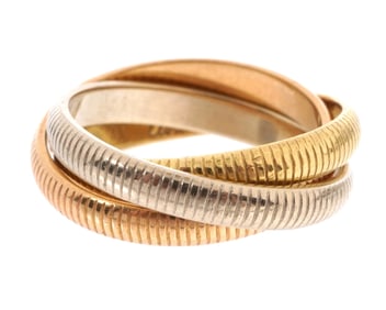 Cartier Tri Color 18k Gold Trinity Ring