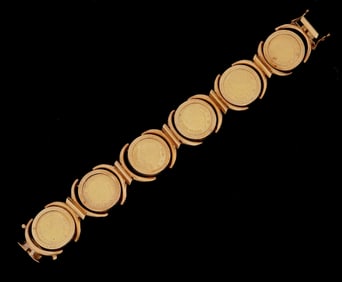 18k Gold and Mexican 5 Peso Gold Coin Bracelet