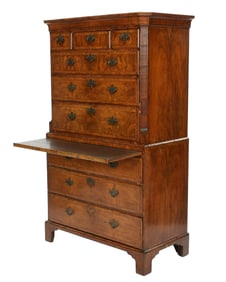 English George III Burl Walnut Chest on Chest