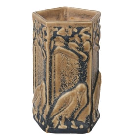 1924 Rookwood Pottery Five Sided Raven Vase