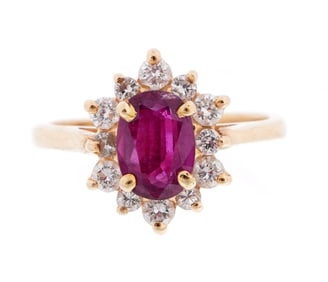 14k Yellow Gold Ruby and Diamond Ring