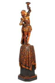 Manner of Besarel Carved Wood Page Boy Sculpture