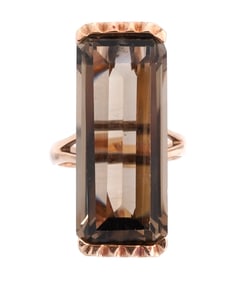 14K Gold and Large Smoky Topaz Ring
