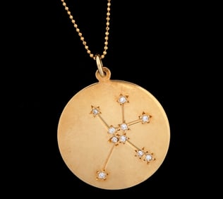 18K & Diamond Cancer Zodiac Pendant 14k Chain