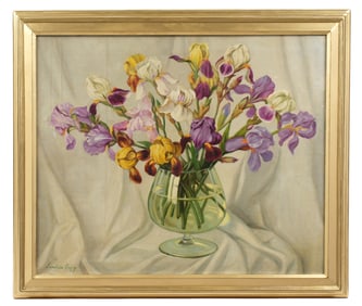Ernest de Nagy Still Life of Bearded Iris Painting