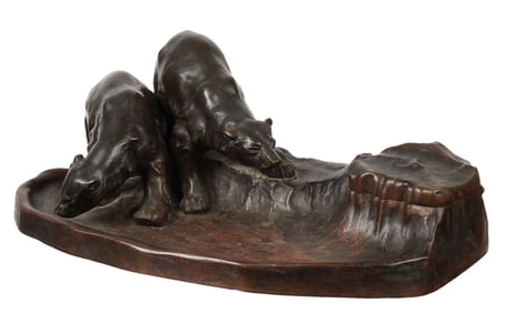Alfonso Titze Bronze Inkwell with Polar Bears