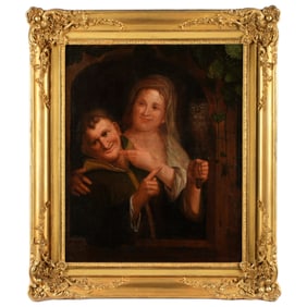 Dutch Old Master Style Man Woman & Owl Painting