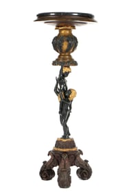 Victorian Style Parcel Gilt Bronze Marble Top Pedestal