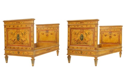 Pair Continental Classical Paint Decorated Beds