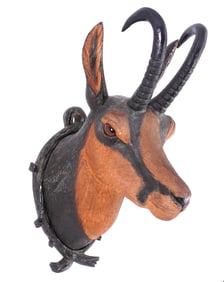 Black Forest Carved Antelope Chamois Wall Plaque