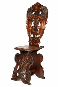 Italian Renaissance Revival Carved Sgabello Chair