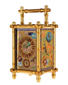 Chinoiserie Brass Bamboo Repeater Carriage Clock