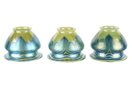 Three attributed Loetz Phanomen Art Glass Shades