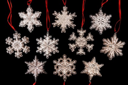 Ten 1970's Gorham Sterling Snowflake Ornaments
