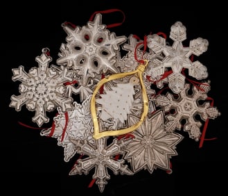 Ten 1990's Gorham Sterling Snowflake Ornaments
