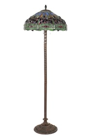 Tiffany Style Dragonfly Leaded Glass Floor Lamp
