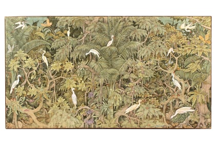 Large Bali Ubud School Jungle Landscape Painting