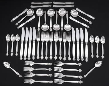 48pc Georg Jensen Acanthus Sterling Flatware