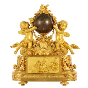 Stunning French Deniere Bronze Figural Clock