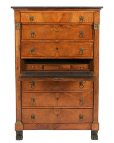 French Marble Top Secretaire Abbatant