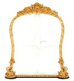 Italian 19th C. 5' Tall Giltwood Overmantle Mirror