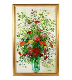 Large Michel-Henry Still Life of Flowers Painting