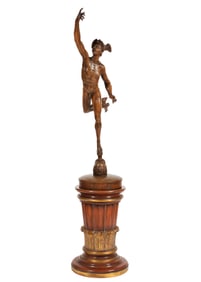 after Giambologna Carved Oak Flying Mercury