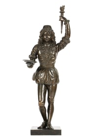 Large Manner of Basarel Carved Page Boy Sculpture