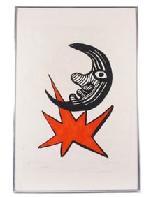 1970 Alexander Calder Moon & Red Star Lithograph