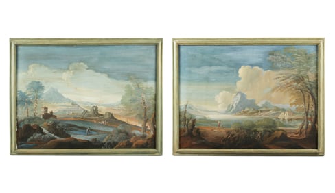 Pair Italian School Landscape Paintings