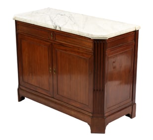 French Louis XVI Marble Top Mahogany Server