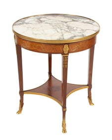 French Louis XVI Marble Top Boulliotte Table