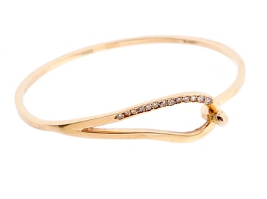 14k Yellow Gold Diamond Clip Bangle Bracelet