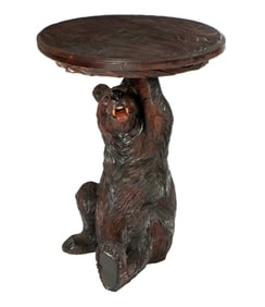Black Forest Carved Bear Occasional Table