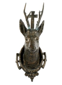 Continental Bronze St. Hubert Stag Head Wall Mount