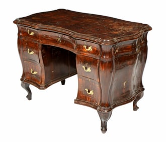 18th Century Italian Walnut Bombe Desk