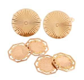 Two Pairs 10k Yellow Gold Cufflinks