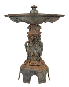 Fiske Style Cast Iron Stork Garden Fountain