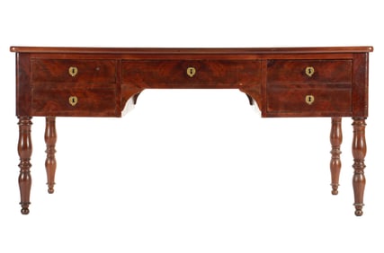 French Mahogany Leather Top Desk