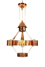 Copper Arts & Crafts Hanging Light Fixture