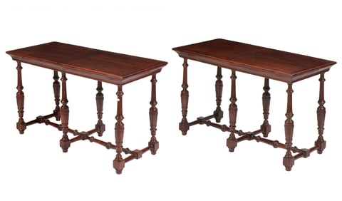 Pair French Mahogany Console Tables