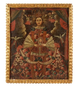 Spanish Colonial School Portrait of Virgin Mary