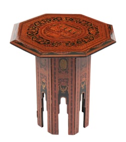 Burmese Polychrome Lacquered Occasional Table